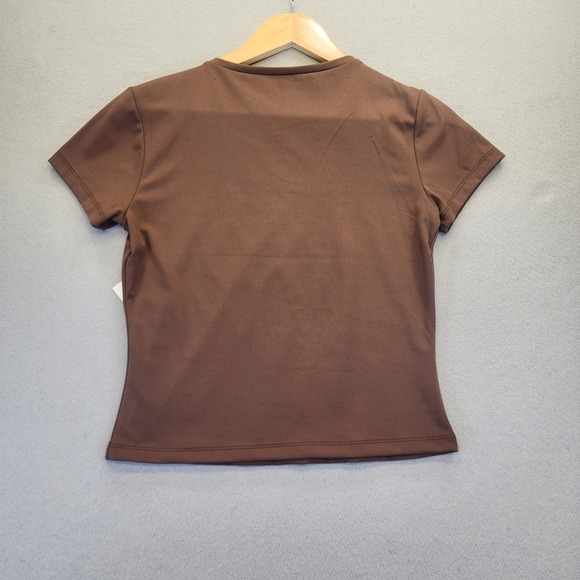 Love Charm Brown Short Sleeve Crewneck Tee Shirt Womens Large NWT 9053JN Stretch - Picture 5 of 9